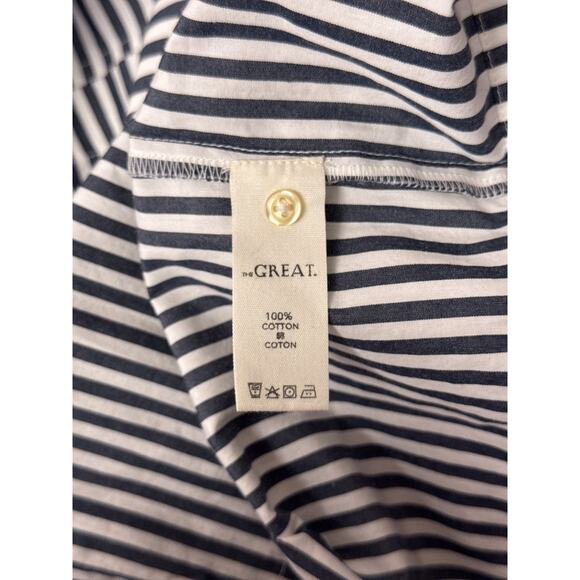 The Great Top 2 Womens Boxy Poplin Striped Collared Button Down Shirt - Picture 8 of 8